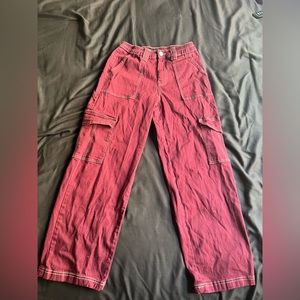 Red Loose Fit Cargos